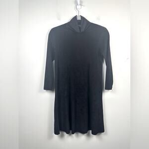 James Perse Elegant Velour Black Turtleneck Mini Dress Tunic Size XS EUC